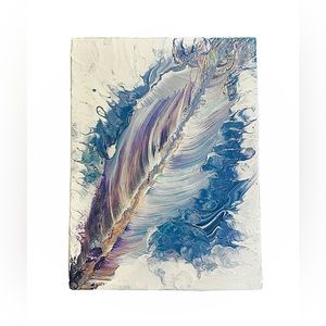 12x16 White Feather Abstract Acrylic Painting on Canvas